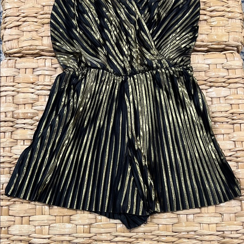 TopShop Black and Gold Stripe Romper, size 2 - Picture 4 of 6